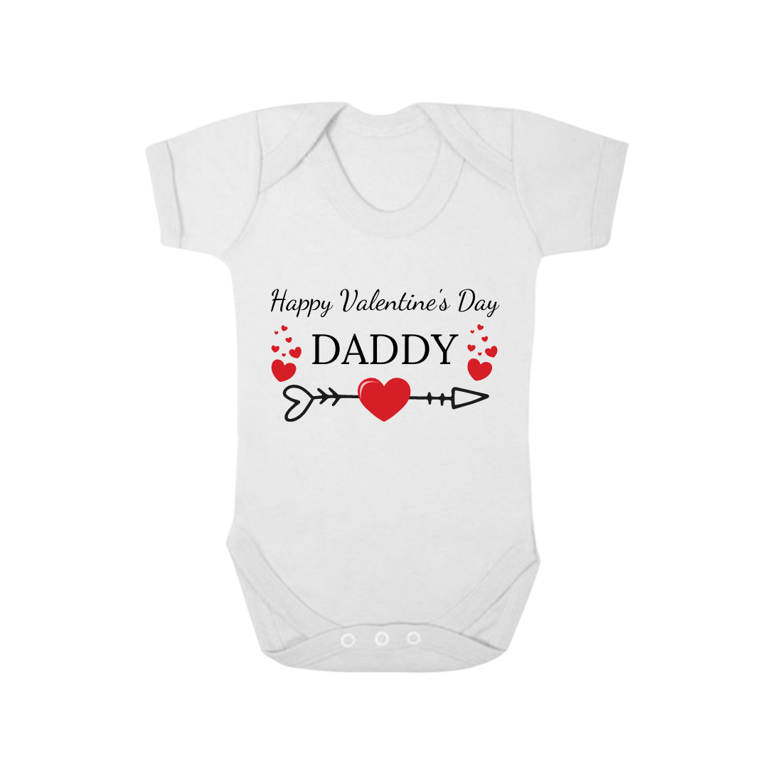 Second Ave Happy Valentine's Day Daddy Baby Grow Vest White Shortsleeve Babygrow Bodysuit