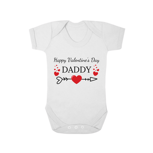 Second Ave Happy Valentine's Day Daddy Baby Grow Vest White Shortsleeve Babygrow Bodysuit