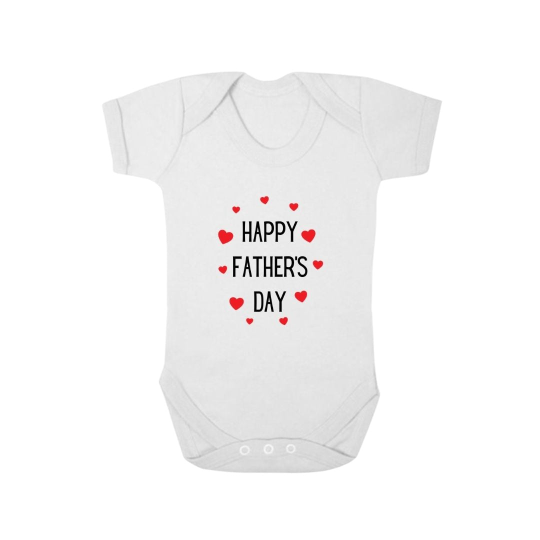 Second Ave Happy Father's Day Baby Grow Vest White Shortsleeve Babygrow Bodysuit - Design 1