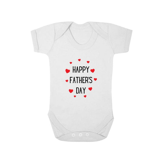 Second Ave Happy Father's Day Baby Grow Vest White Shortsleeve Babygrow Bodysuit - Design 1