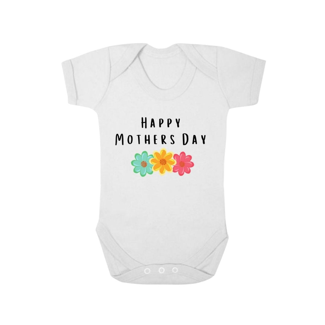 Second Ave Happy Mother's Day Baby Grow Vest White Shortsleeve Babygrow Bodysuit