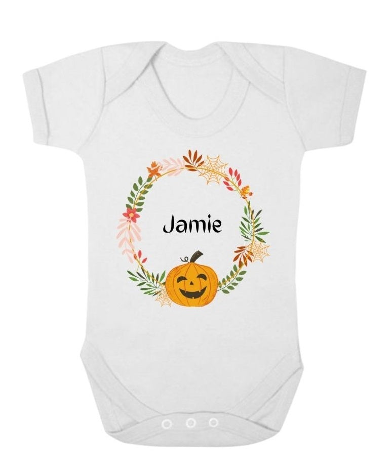 Second Ave Cute Personalised Baby Halloween Babygrow Vest White Shortsleeve Bodysuit Gift