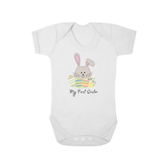 Second Ave My First Easter Baby Grow Vest White Shortsleeve Babygrow Bodysuit