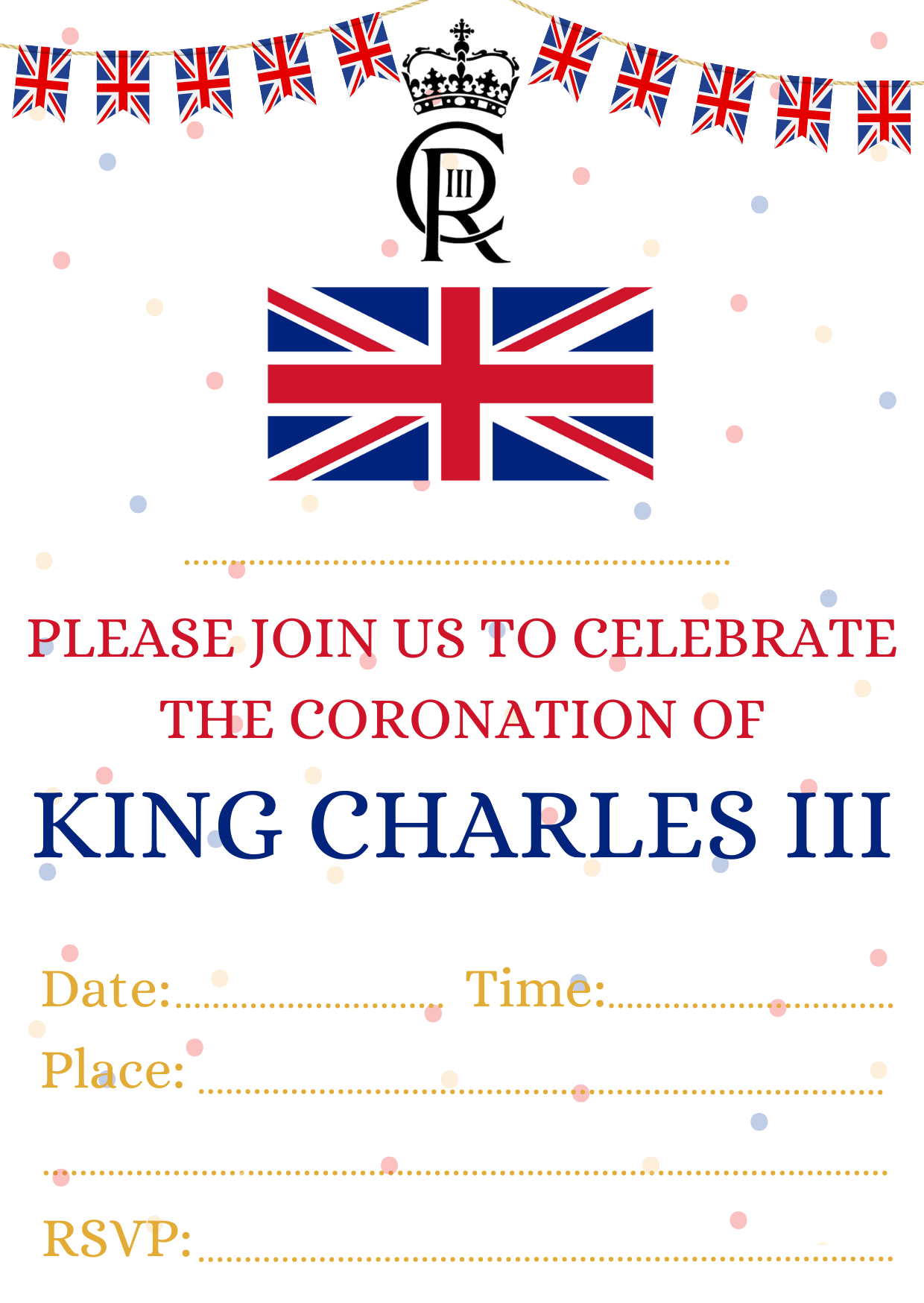 Second Ave 10 Pack King Charles III Royal Coronation Great Britain Union Jack Celebration Party Invitations Invite With Envelopes