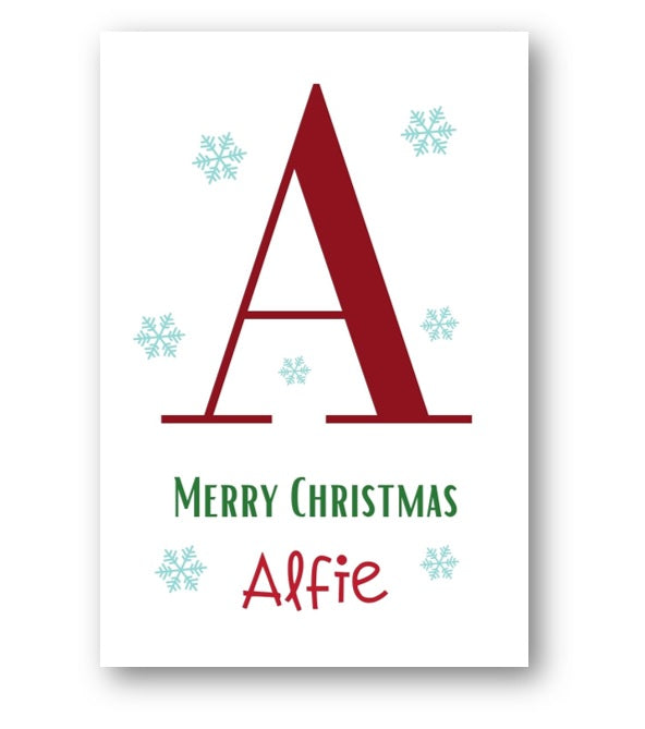 Second Ave Personalised Letter Name Kids Children's Christmas Xmas Holiday Festive Greetings Card