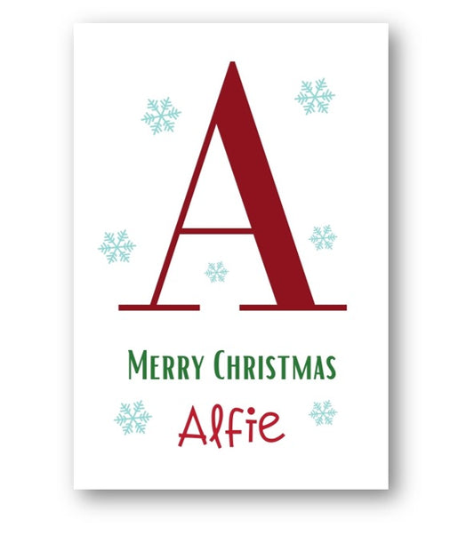 Second Ave Personalised Letter Name Kids Children's Christmas Xmas Holiday Festive Greetings Card