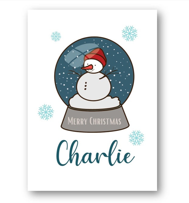 Second Ave Personalised Kids Children's Snowman Christmas Xmas Holiday Festive Greetings Card