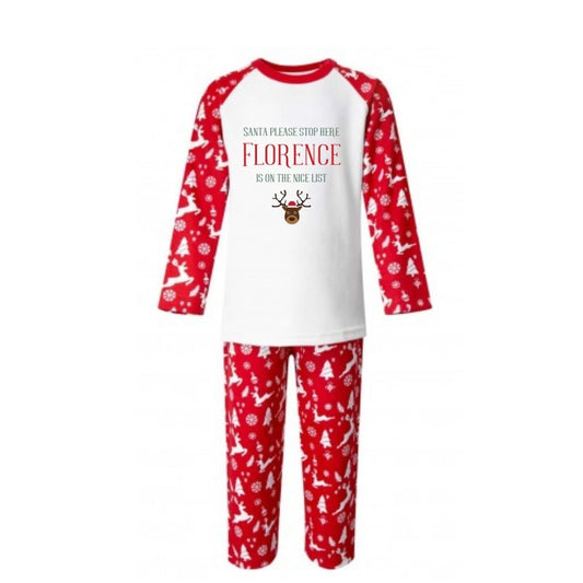 Second Ave Personalised Kids Children's Christmas Xmas Festive Reindeer PJ's Pyjamas