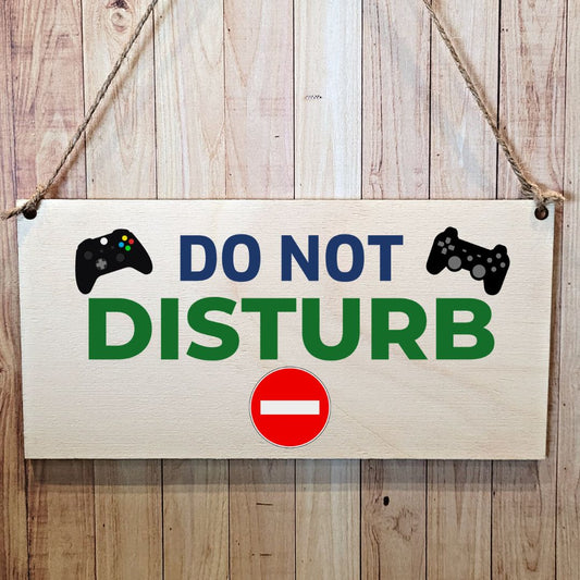 Second Ave Funny Gamer Gaming Do Not Disturb Wooden Hanging Gift Rectangle Sign Plaque