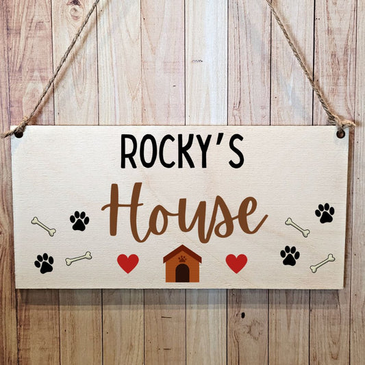 Second Ave Personalised Dog Pet Bed Sign Wooden Hanging Gift Rectangle Sign Plaque