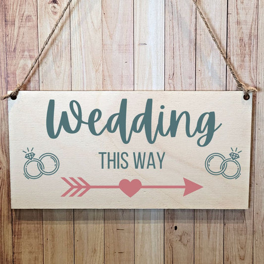 Second Ave Wedding This Way Wooden Hanging Gift Rectangle Celebration Sign Plaque