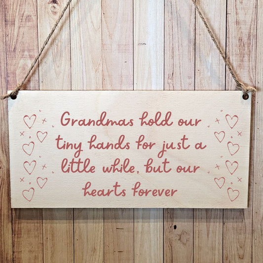 Second Ave Grandma's Hold Our Hearts Forever Wooden Hanging Gift Rectangle Sign Plaque Mother's Day Birthday