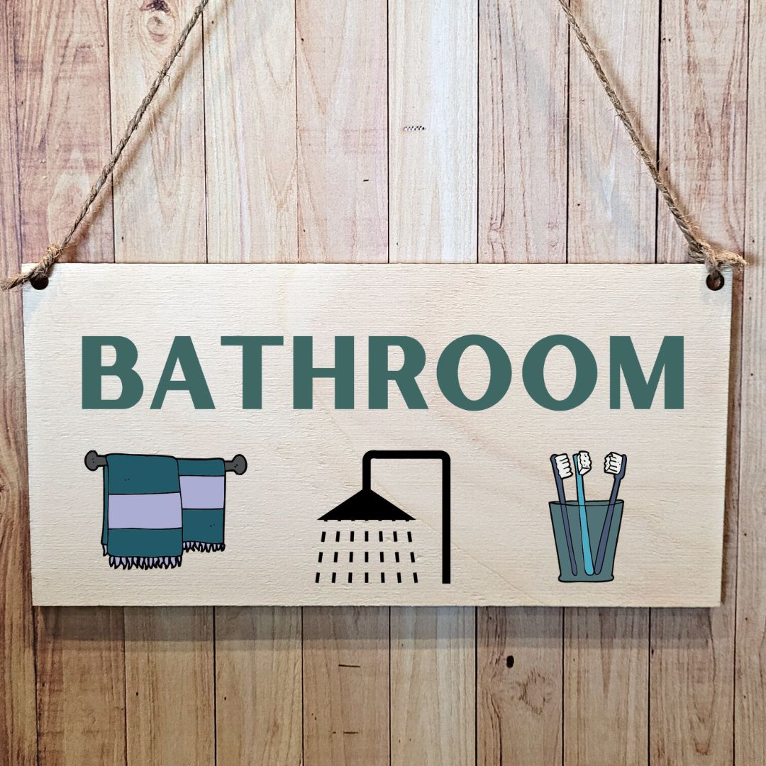 Second Ave Bathroom Wooden Hanging Gift Friendship Rectangle Sign Guest House Plaque