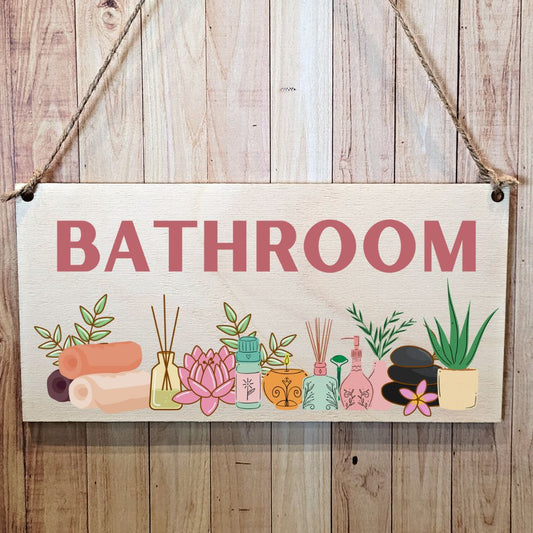 Second Ave Bathroom Flowers Wooden Hanging Gift Friendship Rectangle Sign Guest House Plaque