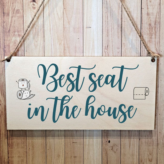 Second Ave Funny Joke Best Seat In The House Wooden Hanging Gift Friendship Rectangle Toilet Sign Plaque