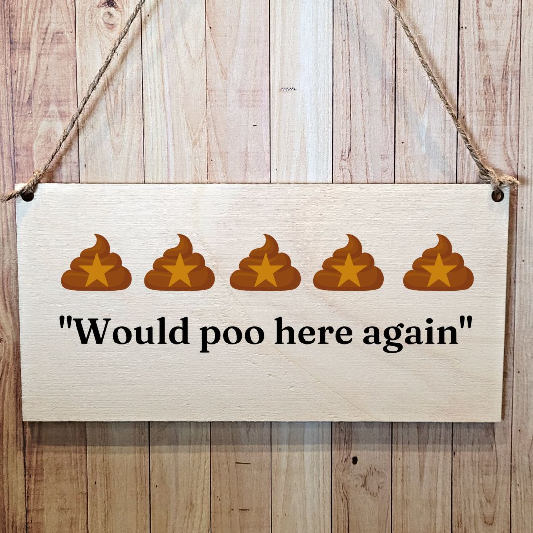 Second Ave Funny Joke Toilet Review Wooden Hanging Gift Rectangle Bathroom Sign Plaque