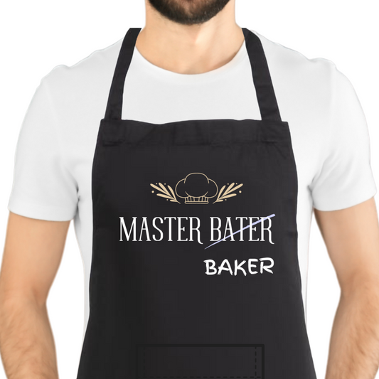 Second Ave Men's Funny Master Baker Black Apron Baking BBQ Grill Cooking Kitchen Apron