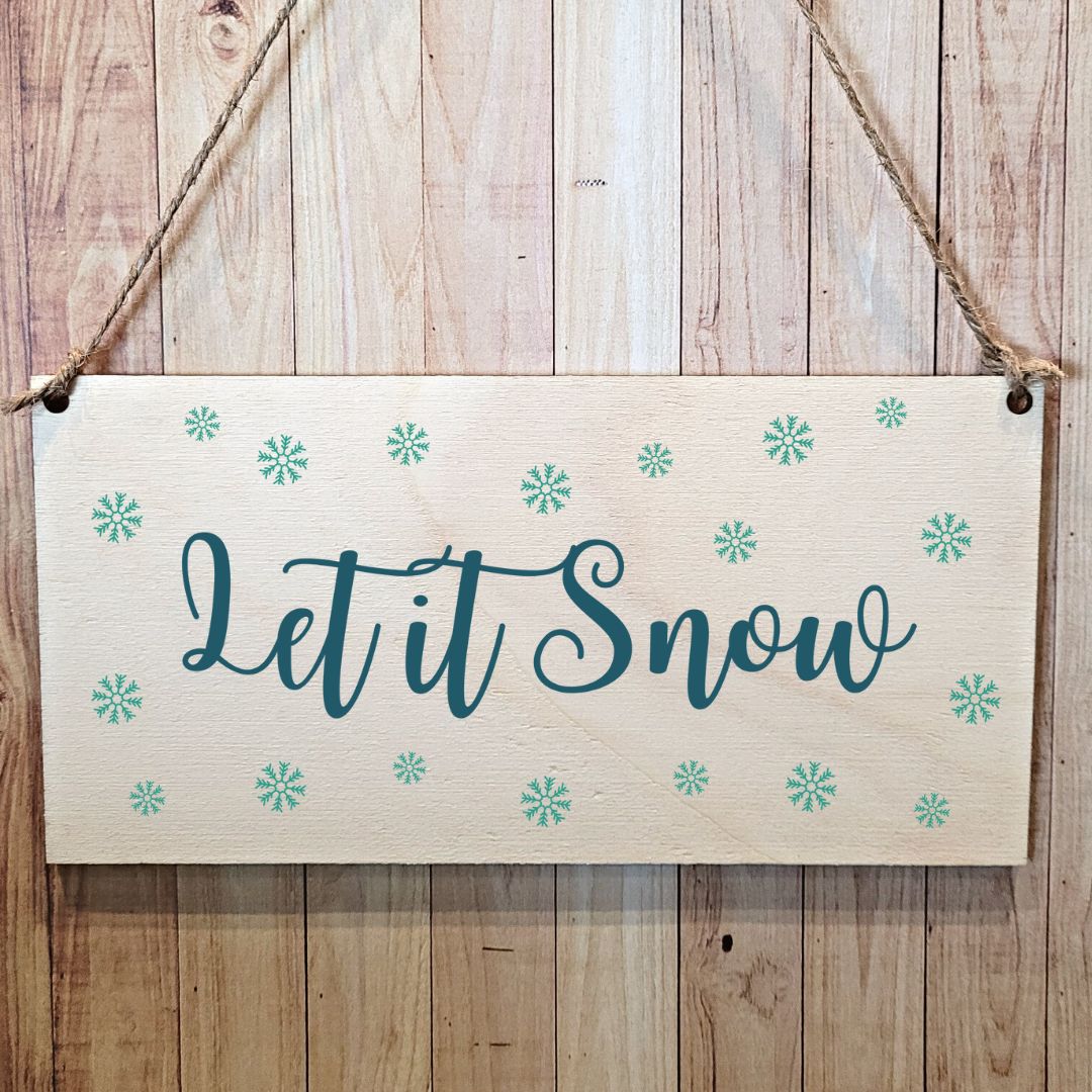 Second Ave Let It Snow Wooden Hanging Gift Rectangle Christmas Xmas Decoration Sign Plaque