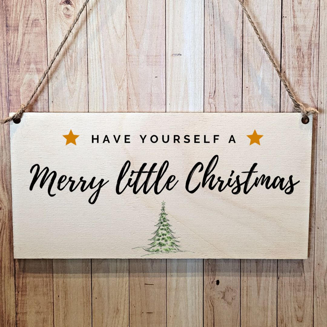 Second Ave Have Yourself A Merry Christmas Wooden Hanging Gift Rectangle Xmas Decoration Sign Plaque