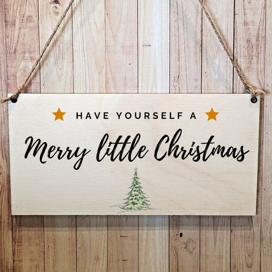 Second Ave Have Yourself A Merry Christmas Wooden Hanging Gift Rectangle Xmas Decoration Sign Plaque