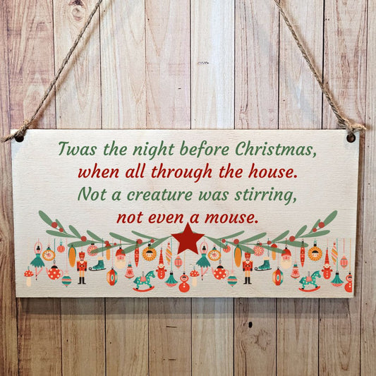 Second Ave Twas The Night Before Christmas Wooden Hanging Gift Rectangle Xmas Decoration Sign Plaque