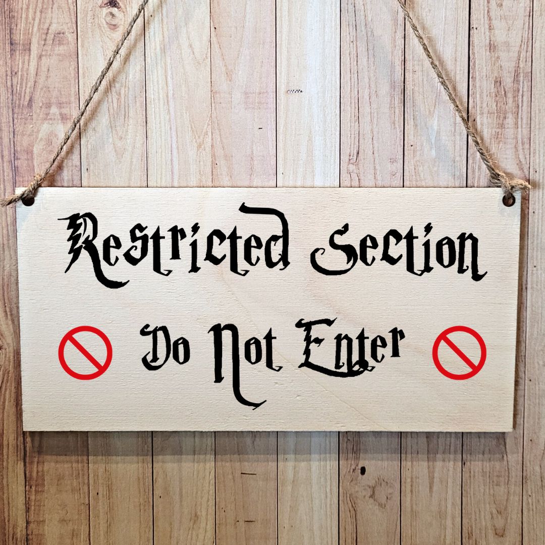 Second Ave Wizard Restricted Section Wooden Hanging Gift Rectangle Home Sign Plaque