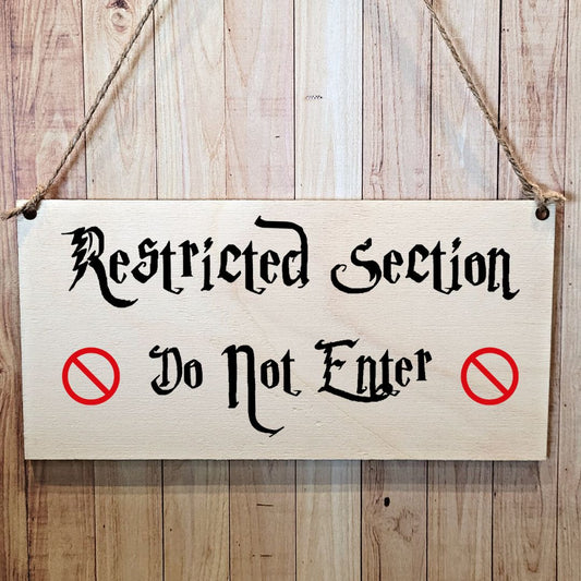 Second Ave Wizard Restricted Section Wooden Hanging Gift Rectangle Home Sign Plaque