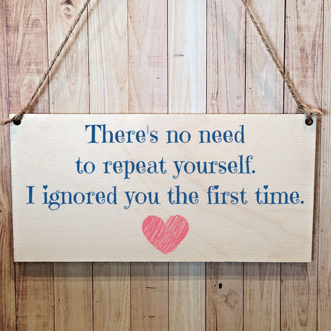 Second Ave Funny I Ignored You Wooden Hanging Gift Rectangle Home Sign Plaque