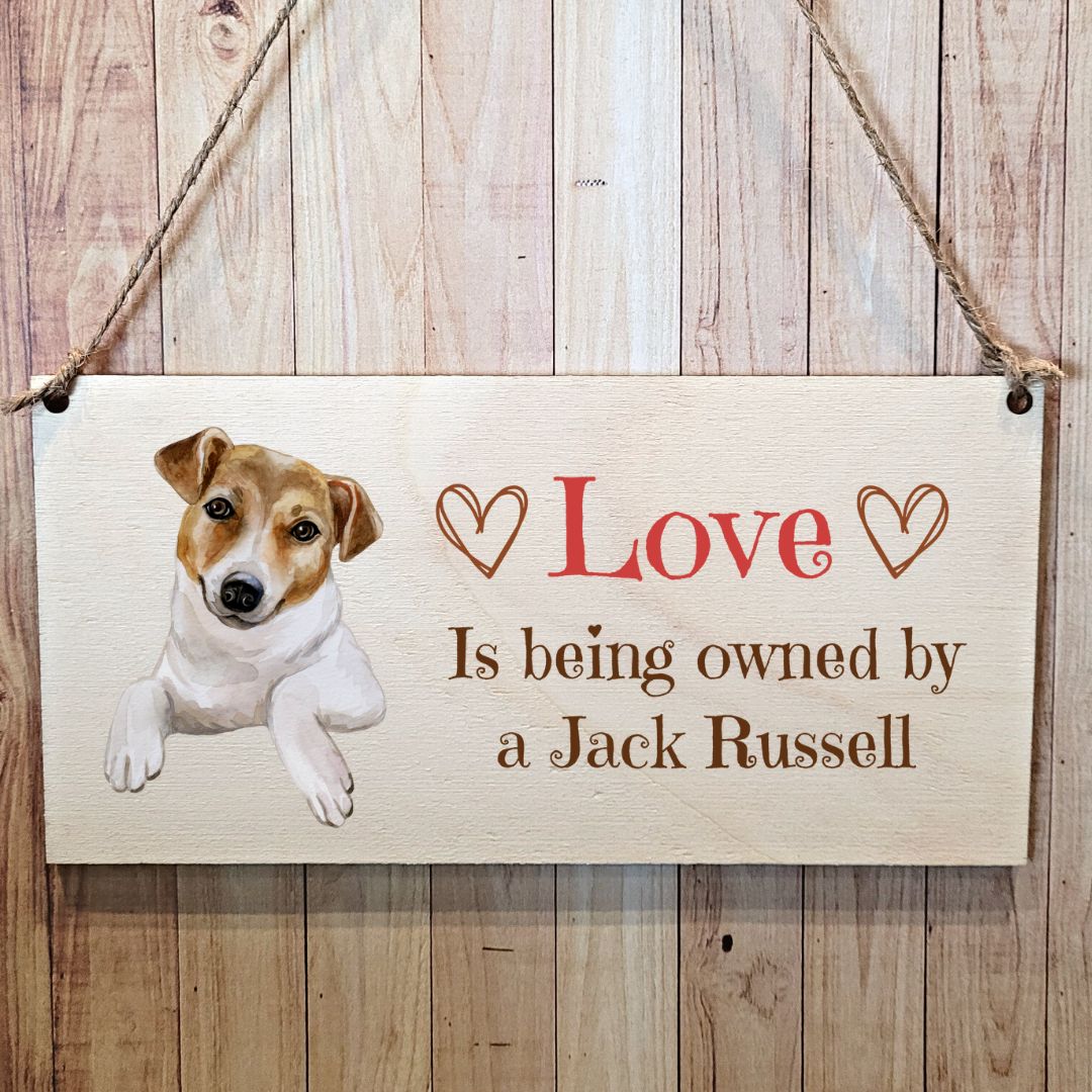 Second Ave Jack Russell Dog Wooden Hanging Gift Rectangle Home Sign Plaque