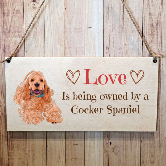 Second Ave Cocker Spaniel Dog Wooden Hanging Gift Rectangle Home Sign Plaque