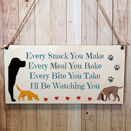 Second Ave Funny Dog Snack Wooden Hanging Gift Rectangle Home Sign Plaque