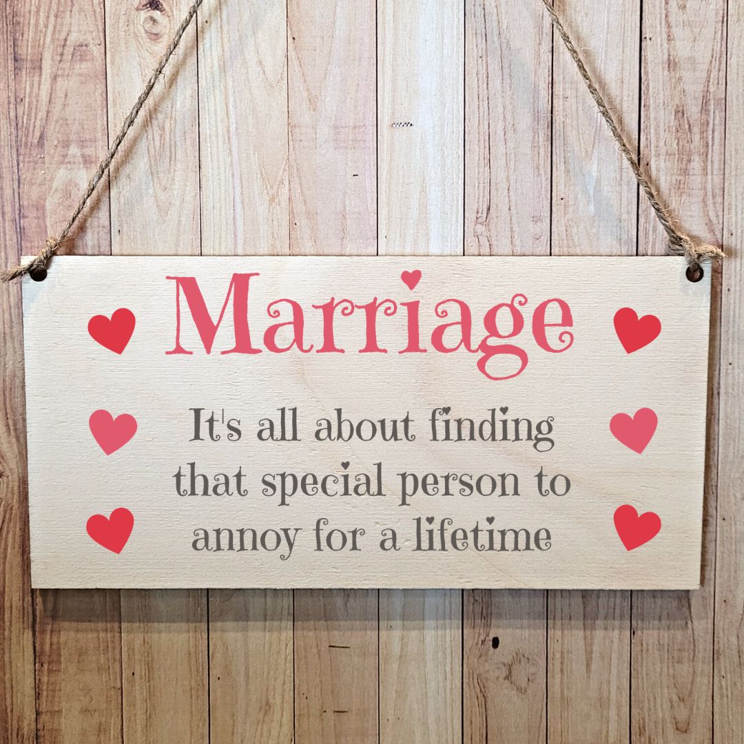 Second Ave Funny Marriage Annoy For A Lifetime Wooden Hanging Gift Rectangle Home Sign Plaque