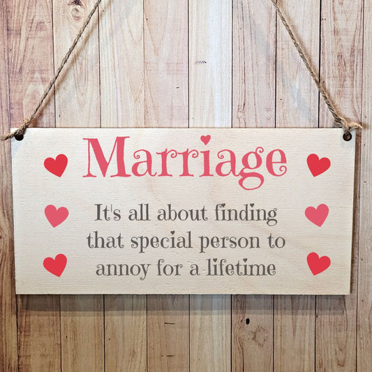 Second Ave Funny Marriage Annoy For A Lifetime Wooden Hanging Gift Rectangle Home Sign Plaque