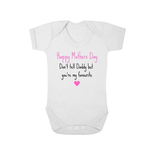 Second Ave Happy Mother's Day You're My Favourite Baby Grow Vest White Shortsleeve Babygrow Bodysuit