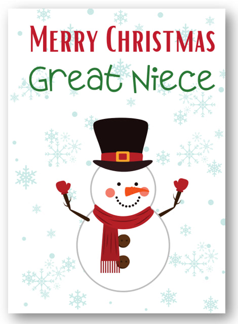 Second Ave Great Niece Snowman Children's Kids Christmas Xmas Holiday Festive Greetings Card