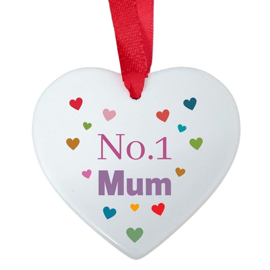 Second Ave No1 Mum Ceramic Hanging Heart Gift Plaque Mothers Day Birthday Christmas Gift