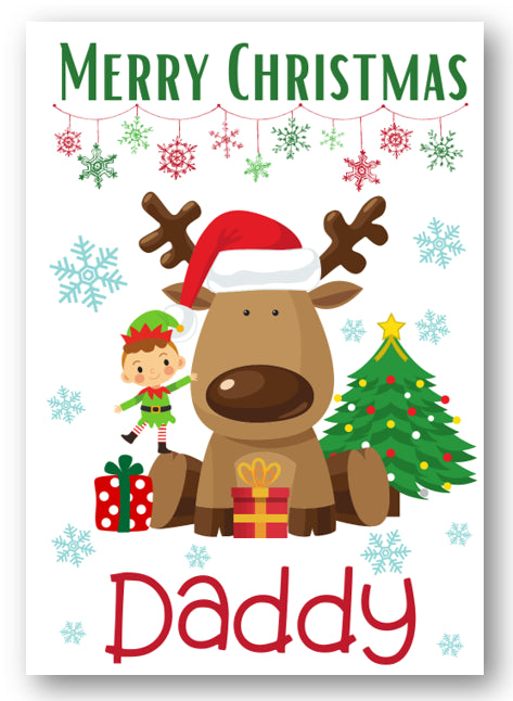 Second Ave Daddy Reindeer Elf Children's Kids Christmas Xmas Holiday Festive Greetings Card