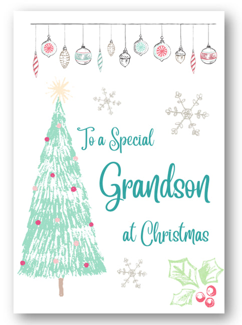 Second Ave Grandson Christmas Tree Xmas Holiday Festive Greetings Card