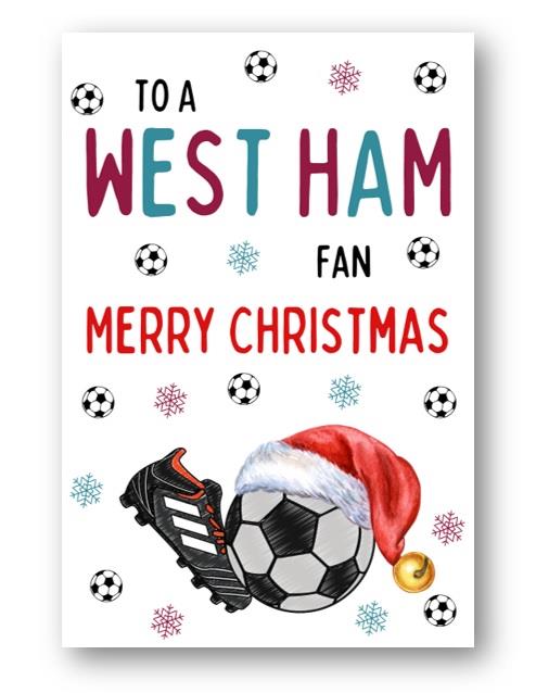 Second Ave West Ham United Football Fan Adult Children's Kids Christmas Xmas Holiday Festive Greetings Card