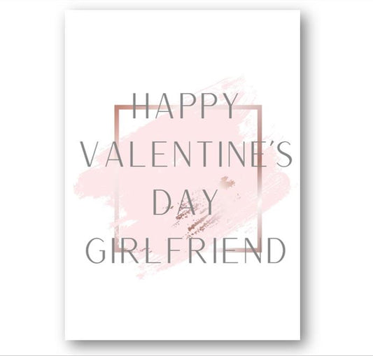 Second Ave Girlfriend Valentine Card For Her Cute Romantic Card - Pink Block Design