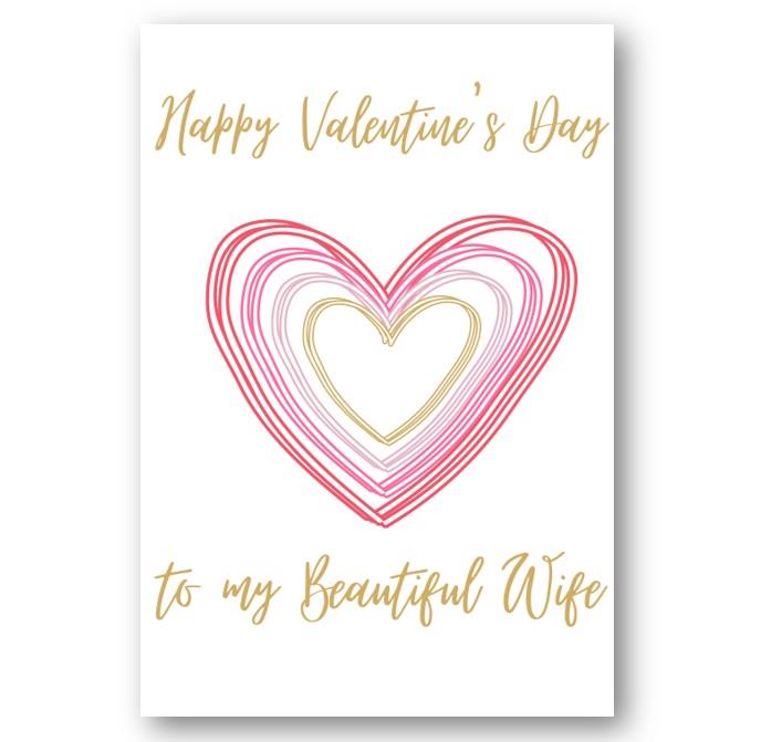 Second Ave Wife Valentine Card For Her Cute Romantic Card - Shaddow Heart Design