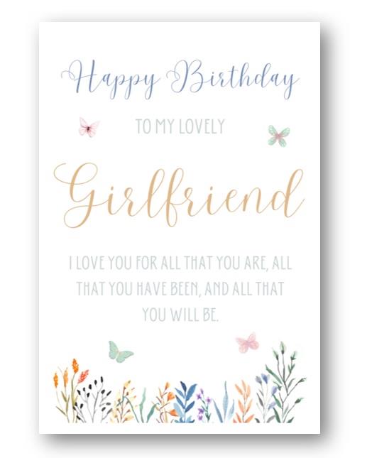 Second Ave To My Lovely Girlfriend Flowers Butterflies Birthday Greetings Card