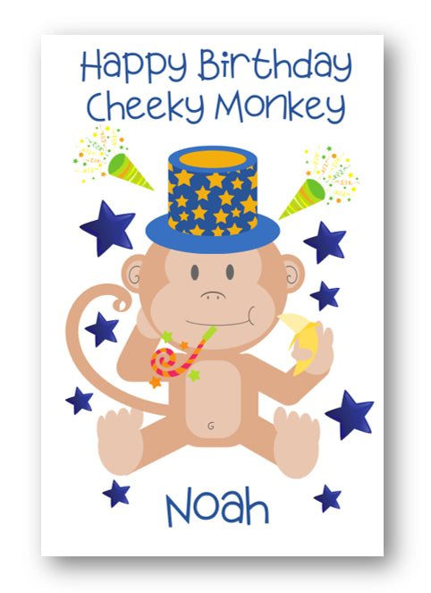 Second Ave Personalised Children's Kids Monkey Birthday Card Custom Greetings Card