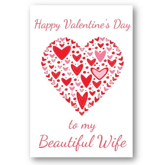 Second Ave Wife Valentine Card For Her Cute Romantic Card - Red Heart Design