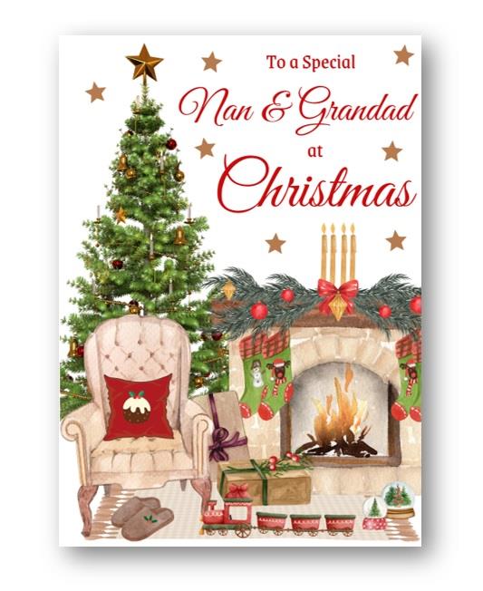 Second Ave Nan & Grandad Christmas Home Fireplace Xmas Holiday Festive Greetings Card