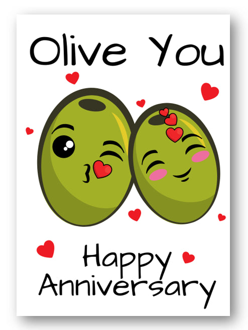 Second Ave Funny Cute Olive You Pun Anniversary Card For Him/Her