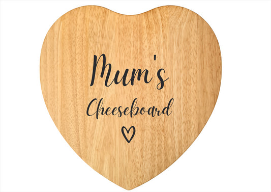 Second Ave Mum's Cheeseboard Kitchen Heart Chopping Board Cheese Board Birthday Xmas Mother's Day Gift