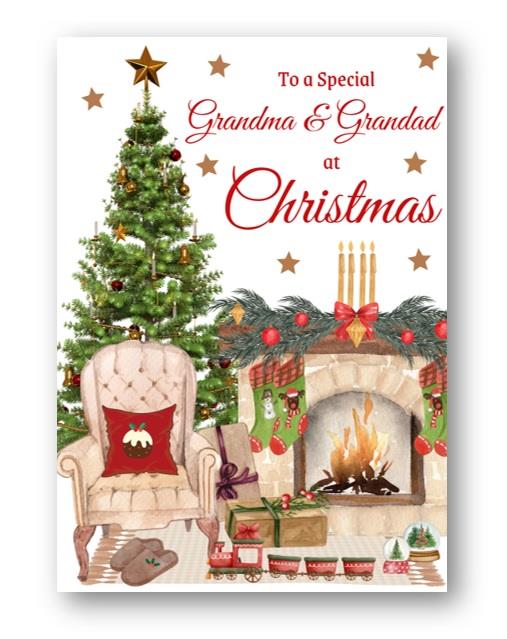 Second Ave Grandma & Grandad Christmas Home Fireplace Xmas Holiday Festive Greetings Card