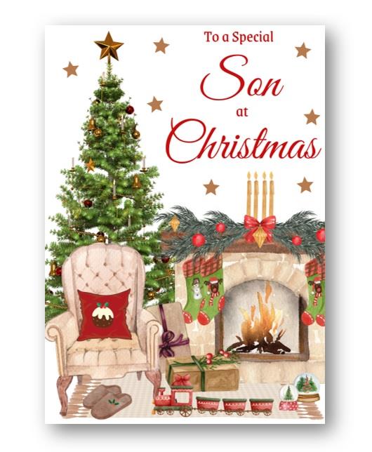 Second Ave Son Christmas Home Fireplace Holiday Festive Greetings Card