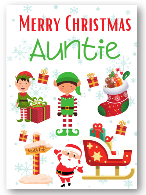 Second Ave Auntie Santa Elf Workshop Children's Kids Christmas Xmas Holiday Festive Greetings Card